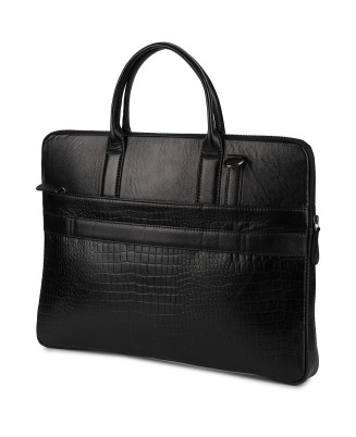 Torba skórzana aktówka teczka croco na laptopa 15"6 czarna A4 Beltimore S18