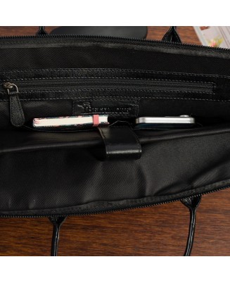 Torba skórzana aktówka teczka croco na laptopa 15"6 czarna A4 Beltimore S18