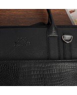 Torba skórzana aktówka teczka croco na laptopa 15"6 czarna A4 Beltimore S18
