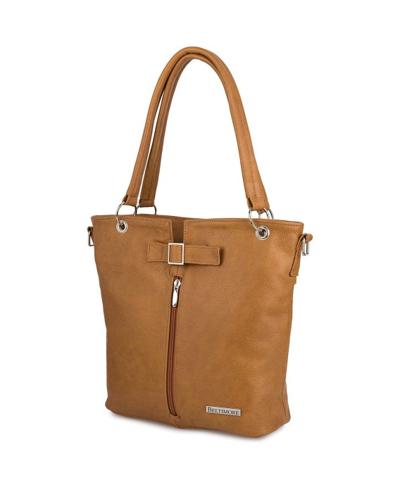 Torebka Damska Shopper Skóra Naturalna Miękka Beltimore Camel 935