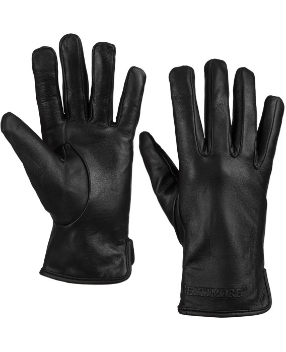 Rękawiczki skórzane damskie czarne polar touch finger na dotyk BELTIMORE K25