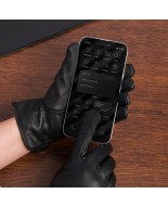 Rękawiczki skórzane damskie czarne polar touch finger na dotyk BELTIMORE K25