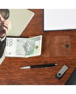 Banknotówka portfel brązowy etui na pieniądze retro uniseks skórzane G65