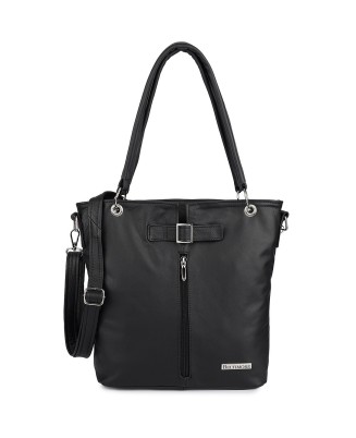 Torebka Damska Shopper Skóra Naturalna Miękka Beltimore Czarna 935