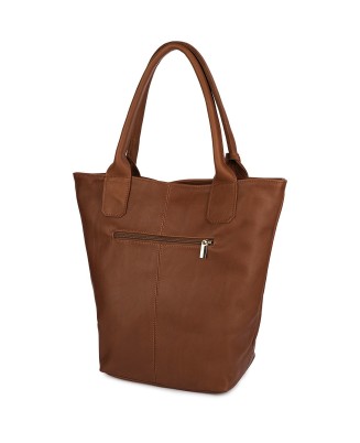 Torebka Damska Shopper Skóra Naturalna Miękka Beltimore Koniakowa 937