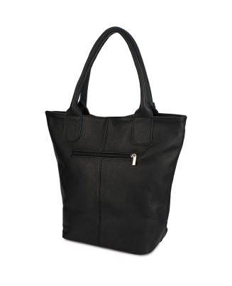 Torebka Damska Shopper Skóra Naturalna Miękka Beltimore Czarna 937