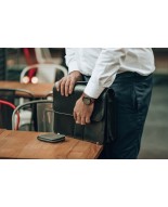 Portfel skórzany zasuwany duży poziomy RFiD nubuk czarny Beltimore H01