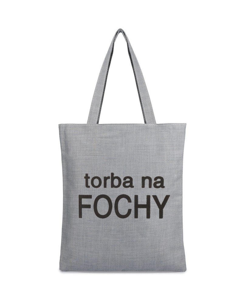 Szara Torba damska na zakupy wielorazowa duża torba shopper z nadrukiem TA-22grey