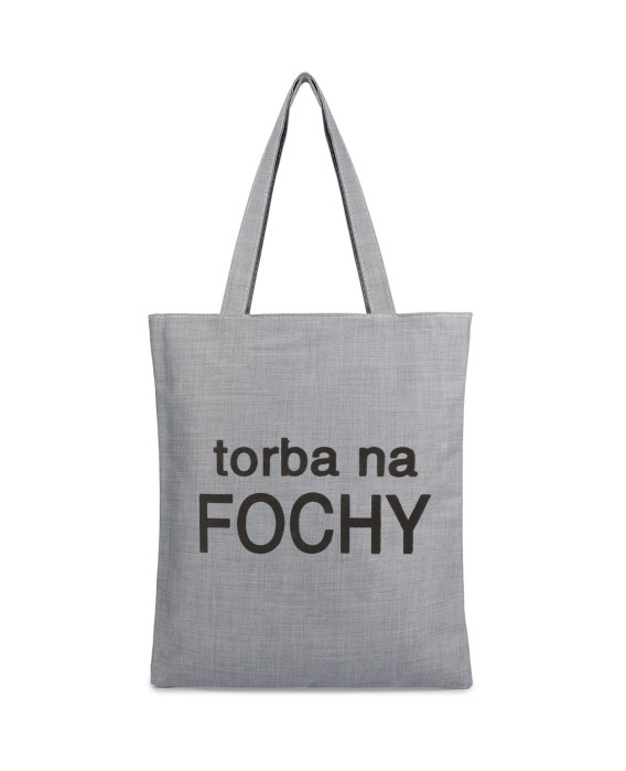 Szara Torba damska na zakupy wielorazowa duża torba shopper z nadrukiem TA-22grey