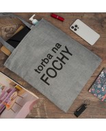 Szara Torba damska na zakupy wielorazowa duża torba shopper z nadrukiem TA-22grey