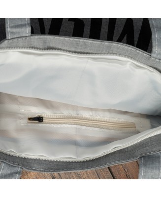 Szara Torba damska na zakupy wielorazowa duża torba shopper z nadrukiem TA-32grey