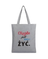 Szara Torba damska na zakupy wielorazowa duża torba shopper z nadrukiem TA-40grey