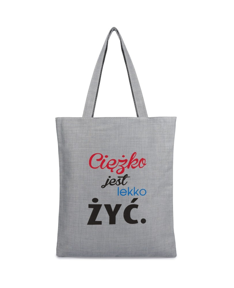 Szara Torba damska na zakupy wielorazowa duża torba shopper z nadrukiem TA-40grey