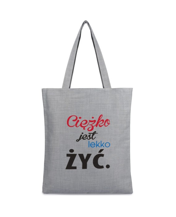 Szara Torba damska na zakupy wielorazowa duża torba shopper z nadrukiem TA-40grey