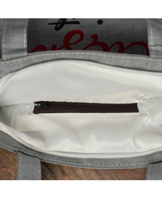 Szara Torba damska na zakupy wielorazowa duża torba shopper z nadrukiem TA-40grey