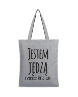 Szara Torba damska na zakupy wielorazowa duża torba shopper z nadrukiem TA-58grey