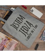 Szara Torba damska na zakupy wielorazowa duża torba shopper z nadrukiem TA-58grey