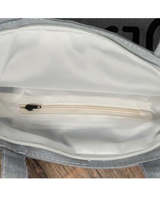 Szara Torba damska na zakupy wielorazowa duża torba shopper z nadrukiem TA-58grey