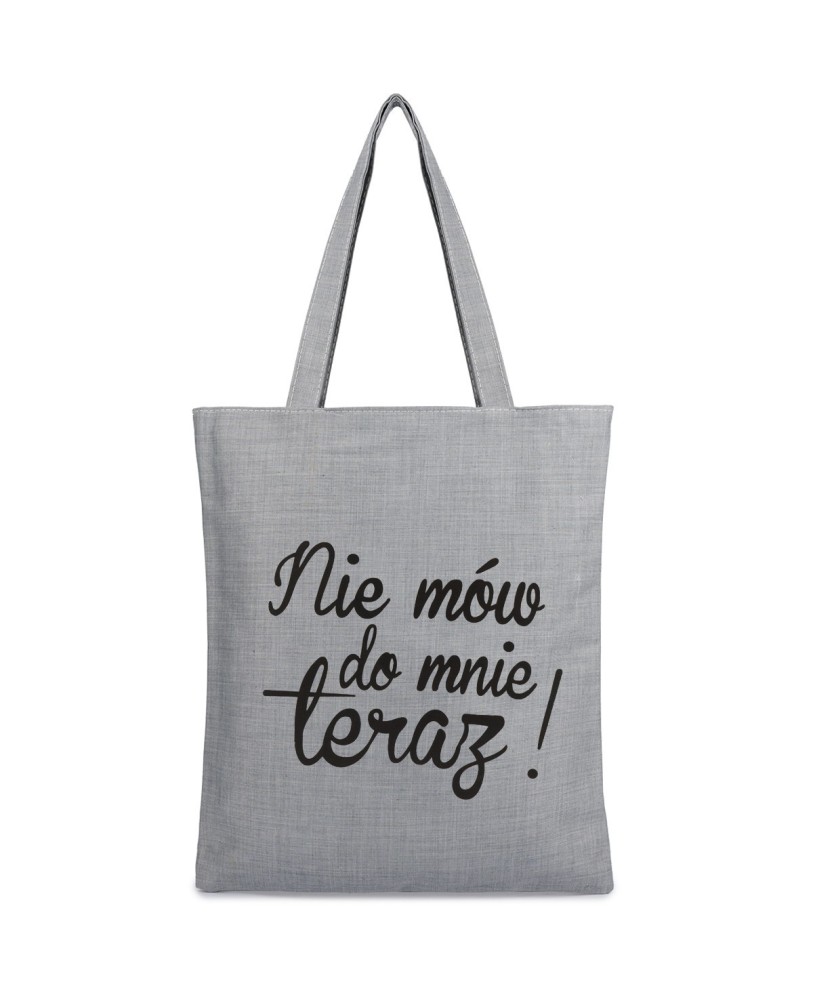Szara Torba damska na zakupy wielorazowa duża torba shopper z nadrukiem TA-84grey