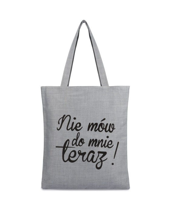 Szara Torba damska na zakupy wielorazowa duża torba shopper z nadrukiem TA-84grey