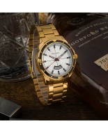 Zegarek męski bransoleta duży solidny z datownikiem złoty premium Beltimore BT03