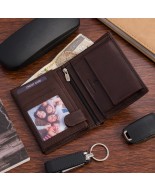 Portfel skórzany męski pionowy klasyczny brązowy RFiD Beltimore D32