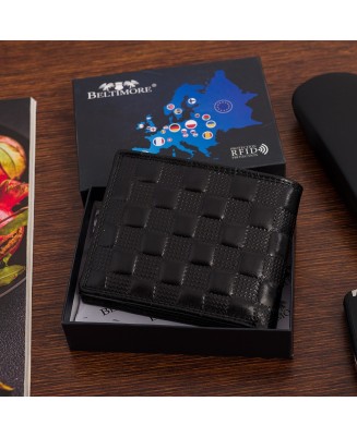 Portfel Męski Skórzany Poziomy RFID Szachownica Beltimore P95