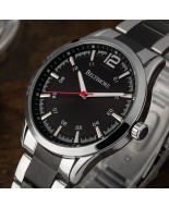 Zegarek męski bransoleta duży solidny czarno-srebrny klasyczny premium Beltimore BT02
