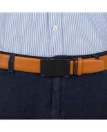 Pasek męski skórzany 3,5 cm klamra automatyczna Beltimore camel 02-543
