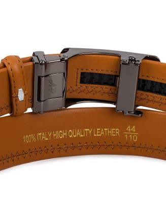 Pasek męski skórzany 3,5 cm klamra automatyczna Beltimore camel 02-543