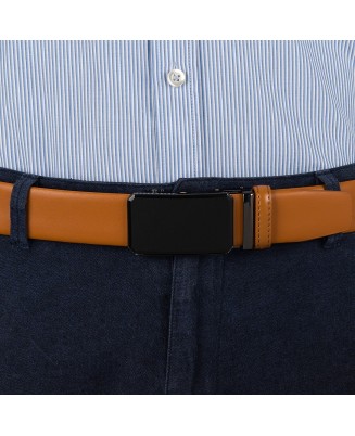 Pasek męski skórzany 3,5 cm klamra automatyczna Beltimore camel 02-547