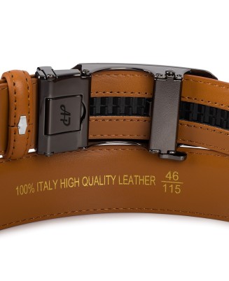 Pasek męski skórzany 3,5 cm klamra automatyczna Beltimore camel 02-547