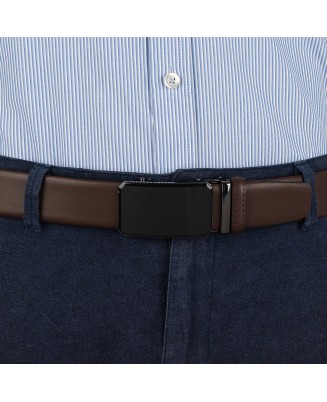 Pasek męski skórzany 3,5 cm klamra automatyczna Beltimore brązowy 02-547