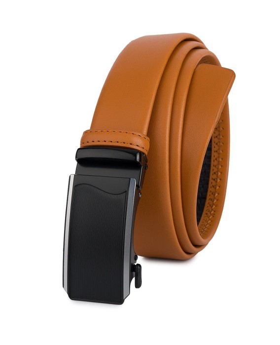 Pasek męski skórzany 3,5 cm klamra automatyczna Beltimore camel 02-552