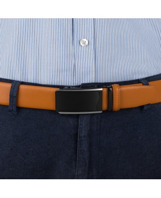 Pasek męski skórzany 3,5 cm klamra automatyczna Beltimore camel 02-552