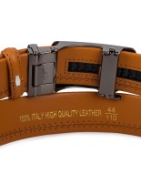 Pasek męski skórzany 3,5 cm klamra automatyczna Beltimore camel 02-552