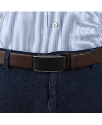 Pasek męski skórzany 3,5 cm klamra automatyczna Beltimore camel 02-552