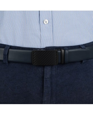 Pasek męski skórzany 3,5 cm klamra automatyczna Beltimore granatowy 02-554