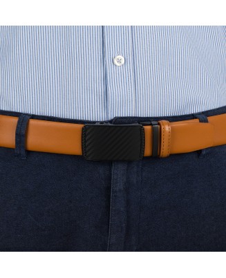 Pasek męski skórzany 3,5 cm klamra automatyczna Beltimore camel 02-554