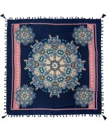 Granatowa chusta w kwiaty i paisley – stylowy dodatek do każdej stylizacji DB-9A