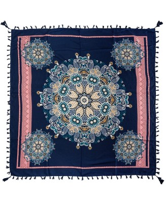 Granatowa chusta w kwiaty i paisley – stylowy dodatek do każdej stylizacji DB-9A