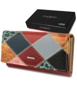 Portfel patchwork boho Julia Rososo skóra duży pudełko M94