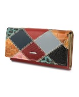 Portfel patchwork boho Julia Rososo skóra duży pudełko M94