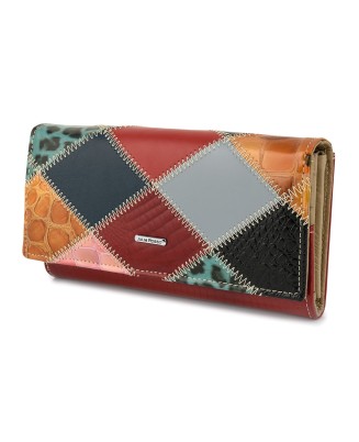 Portfel patchwork boho Julia Rososo skóra duży pudełko M94
