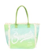 Neon zielona Duża torba plażowa boho torebka summer lekka zamek Tor-su
