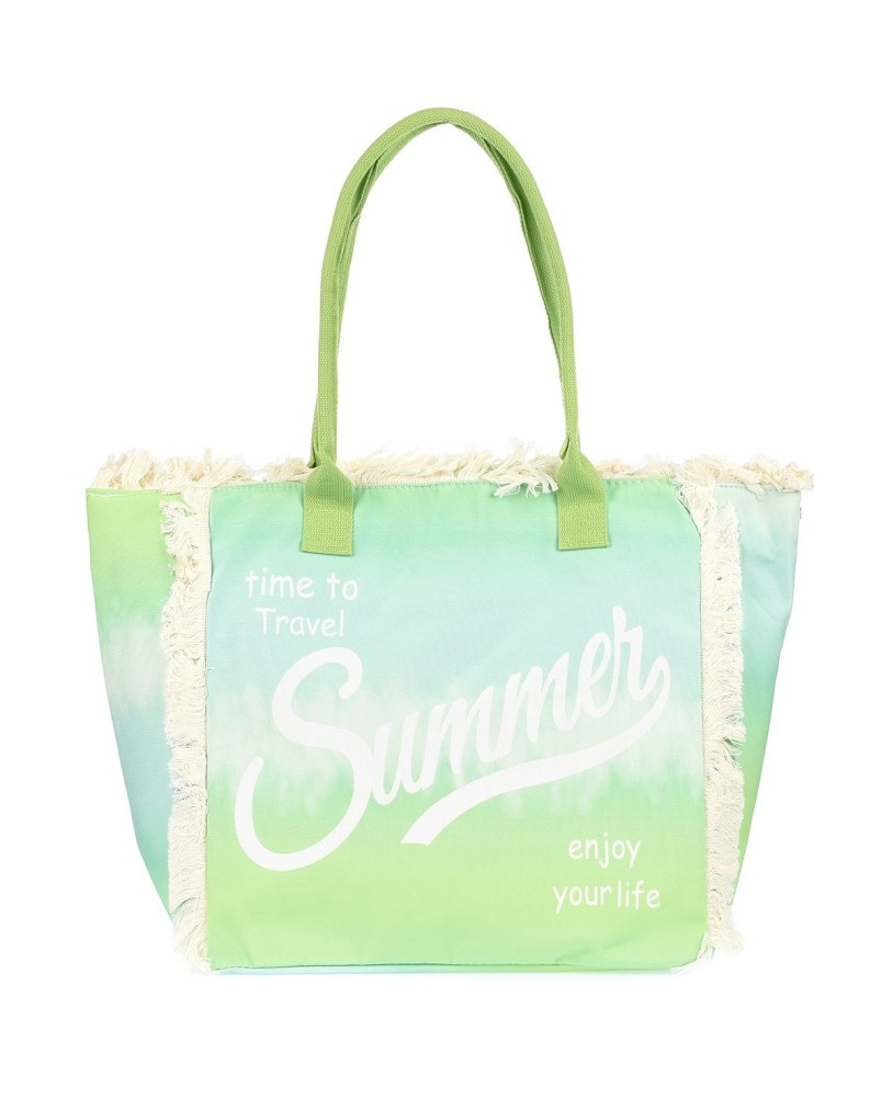 Neon zielona Duża torba plażowa boho torebka summer lekka zamek Tor-su