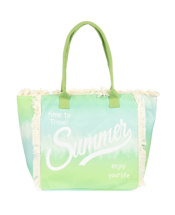 Neon zielona Duża torba plażowa boho torebka summer lekka zamek Tor-su