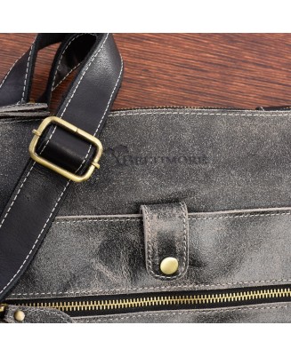 Czarna skórzana torba męska na ramię vintage raportówka Beltimore M05