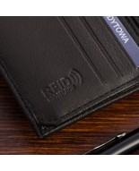 Portfel skórzany męski mały pionowy z flagą czarny RFiD Beltimore D53