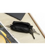Czarne etui na klucze pilota skórzane małe karabińczyk L74